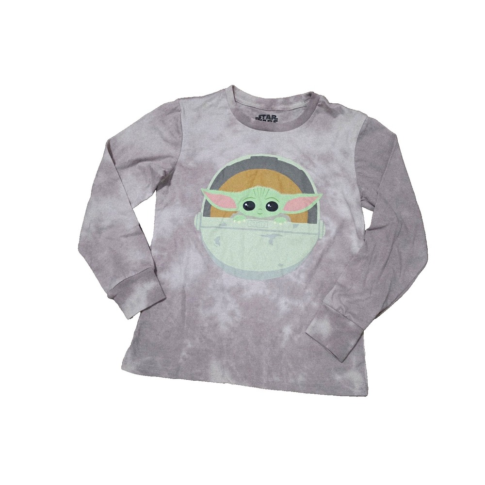 Star Wars Baby Yoda Mad Engine‎ Kids Long Sleeve T-Shirt Sz 8 Tie Dye Tee Unisex